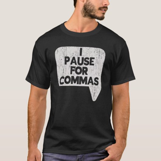 コンマ文法警察英語先生 Tシャツ (正面)