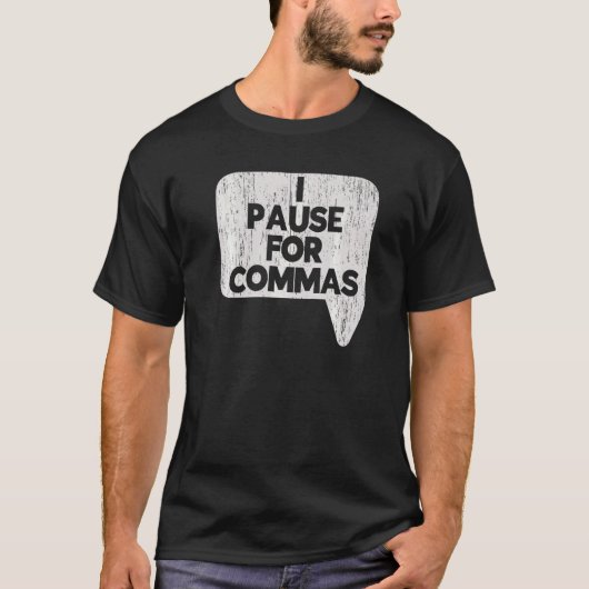 コンマ文法警察英語先生 Tシャツ (正面)