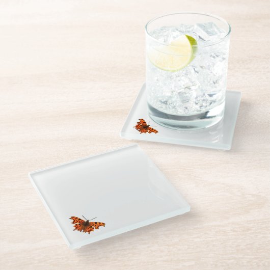 コンマ・バタフライ ガラスコースター (アングル)