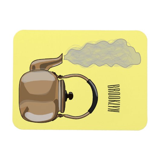 コンロまたはストーブの上の電気ケトル漫画イラスト マグネット (横)