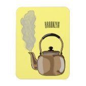 コンロまたはストーブの上の電気ケトル漫画イラスト マグネット (縦)