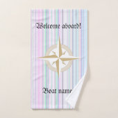 コン航海のパスパーソナライズされたとボート名 バスタオルセット (ハンドタオル)