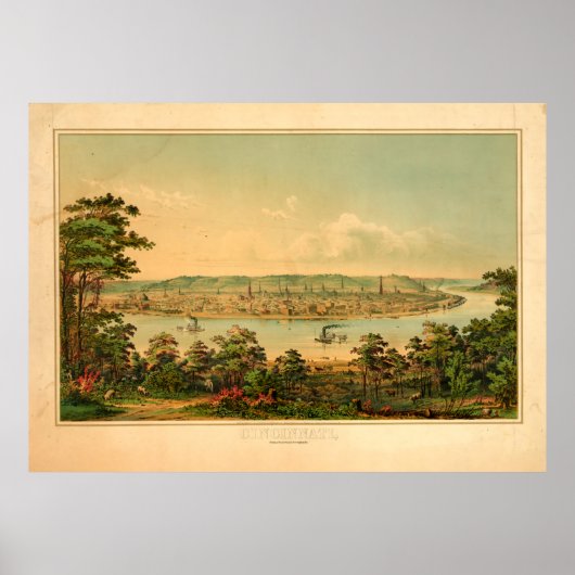 コヴィントンの西からオハイオ州シンシナティ ポスター (正面)