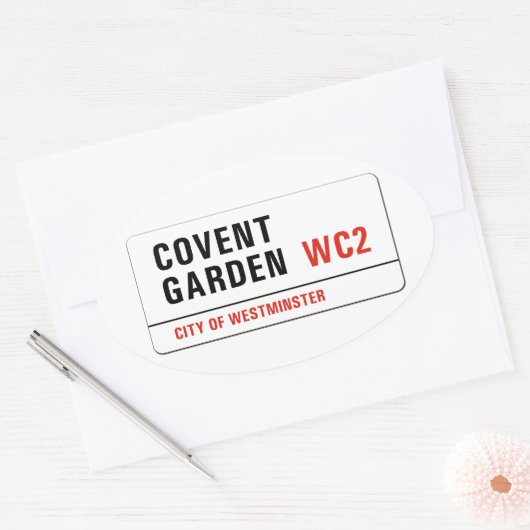 コヴェントガーデンロンドン通りサイン 楕円形シール (封筒)