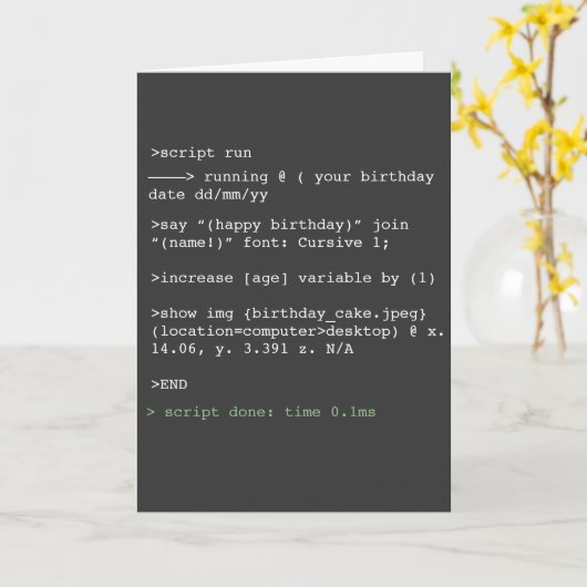 コーおもしろいドなしユーモアのあるインテリア誕生日カード カード (黄色い花)