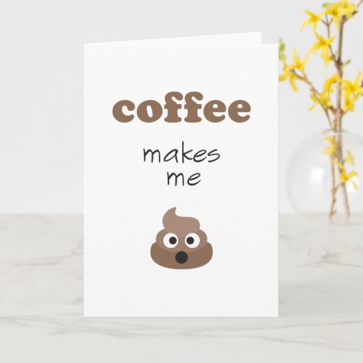 コーおもしろいヒーを飲むと絵文字のフレーズがウンチになる カード (黄色い花)