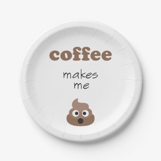 コーおもしろいヒーを飲むと絵文字のフレーズがウンチになる ペーパープレート (正面)