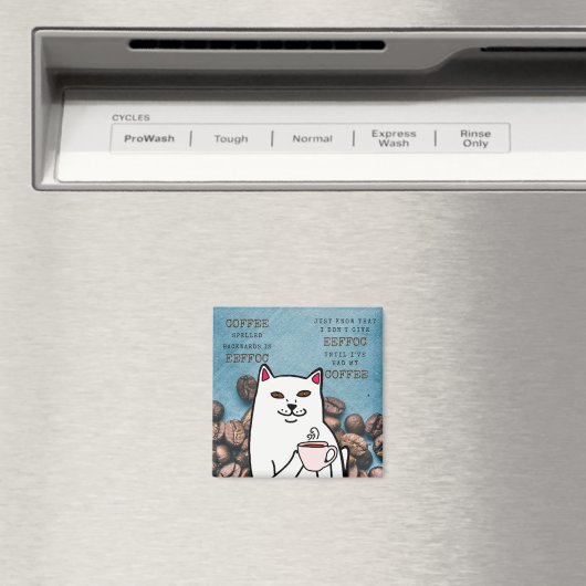コーおもしろいヒーカップと言葉の磁石を持つ猫 マグネット (インサイチュ (食洗機))