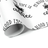 コーおもしろいヒー好きのデザイン。私の血液型はコーヒー ラッピングペーパー (ロールコーナー)