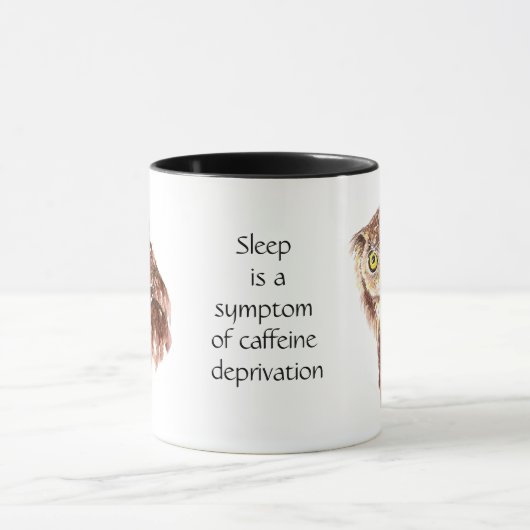 コーおもしろいヒー、カフェイン、姿勢と睡眠時フクロウ マグカップ (中央)