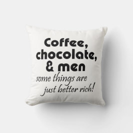 コーおもしろいヒー、チョコレート、メンズ引用文 クッション