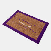 コーアパープル素朴ウェルカムホームファミリー名 ドアマット (アングル)