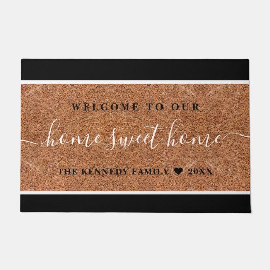 コーア素朴ファミリーネームホームスウィートホームウェルカム ドアマット (正面)