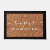 コーア素朴ファミリーネームボンジュールウェルカムフランスのホテル ドアマット (正面)