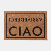 コーア素朴ブラックCiao Arrivederciウェルカムイタリアン ドアマット (正面)