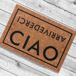 コーア素朴ブラックCiao Arrivederciウェルカムイタリアン ドアマット