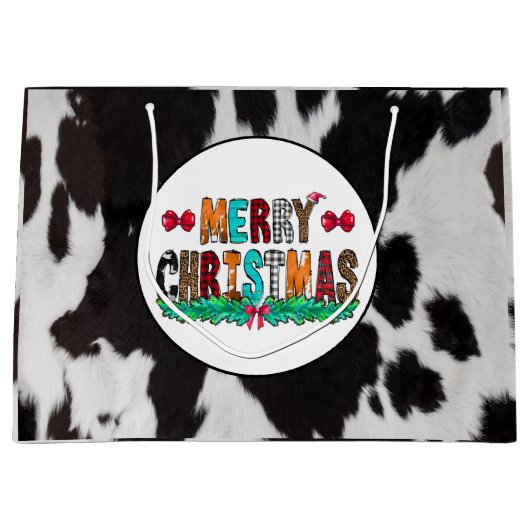 コーウィド白黒メリークリスマスラージ抱き枕 ラージペーパーバッグ (正面)