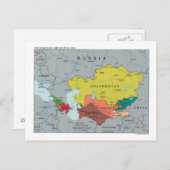 コーカサスおよび中央アジアの地図 ポストカード (正面/裏面)