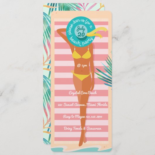 コーカサスビーチバベサマーヴィベビーチパーティー 招待状 (正面/裏面)