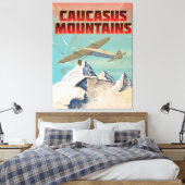 コーカサス山脈ヴィンテージ旅行ポスター キャンバスプリント (インサイチュ (寝室))