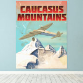 コーカサス山脈ヴィンテージ旅行ポスター キャンバスプリント (インサイチュ (ウッドフロア))