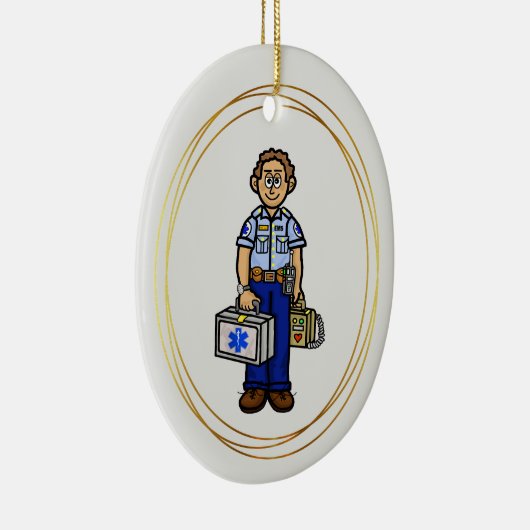 コーカサス男性EMS救急医療隊員オーナメント セラミックオーナメント (右)