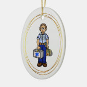 コーカサス男性EMS救急医療隊員オーナメント セラミックオーナメント (左)