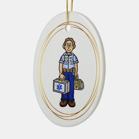 コーカサス男性EMS救急医療隊員オーナメント セラミックオーナメント (左)
