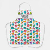 コーカラフルヒーカップバリスタまたはカフェ名カスタムA エプロン (正面)