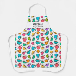 コーカラフルヒーカップバリスタまたはカフェ名カスタムA エプロン