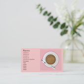 コーガーリーヒーピンクカフェ幸せ飲み物朝食 名刺 (スタンド正面)