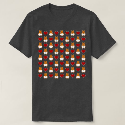 コーギおもしろいお尻パターン Tシャツ (デザイン正面)