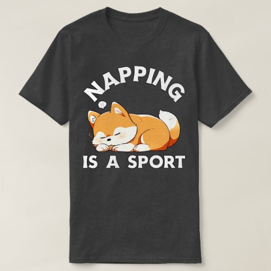 コーギおもしろいの昼寝はスポーツドッグの恋人 Tシャツ (デザイン正面)