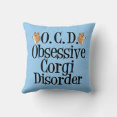 コーギおもしろいキュートブルー クッション (裏面)