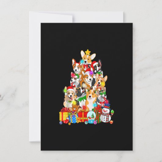 コーギおもしろいクリスマスツリーのライトギフトドッグ恋人 招待状 (正面)