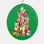 コーギおもしろいクリスマスツリーライトパピーコーギドッグ セラミックオーナメント (左)