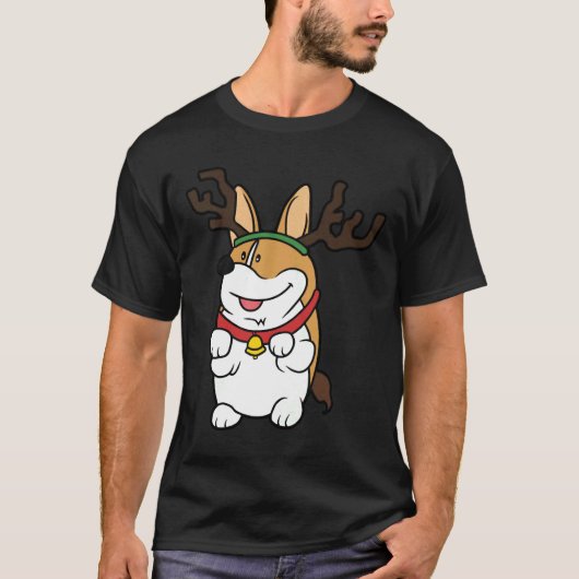 コーギおもしろいクリスマス Tシャツ (正面)