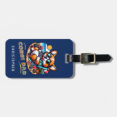 コーギおもしろいトランプのポーカー選手ドッグパパカスタム旅行 ラゲッジタグ (正面横)