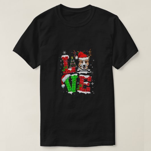 コーギおもしろいドグツリークリスマスライトクリスマスパジャマ Tシャツ (デザイン正面)