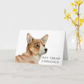 コーギおもしろいドッグハッピーバースデーコージェウス カード (黄色い花)