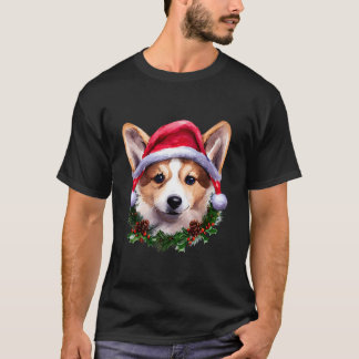 コーギおもしろいドッグ恋人クリスマスハットクリスマス2022 Tシャツ