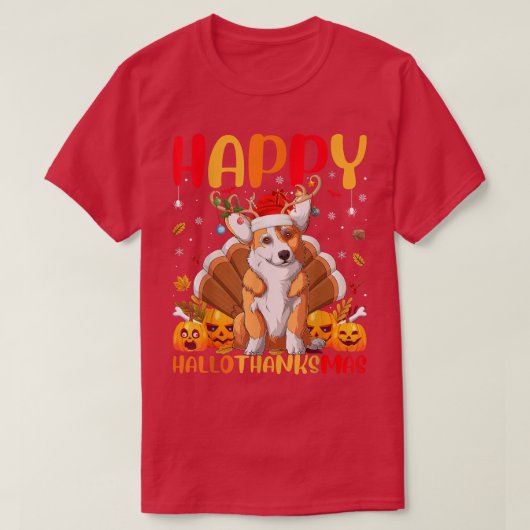 コーギおもしろいドッグ恋人ハッピーコーギヘルロサンクサス –  Tシャツ (デザイン正面)