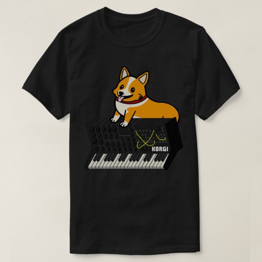 コーギおもしろいドッグ愛好家のためのシンセサイザー Tシャツ (デザイン正面)