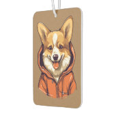 コーギおもしろいドッグ着用フード付きスウェットシャツ カーエアーフレッシュナー (左)