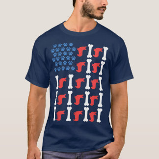 コーギおもしろいポーズ州旗アメリカ合衆国犬の恋人 Tシャツ