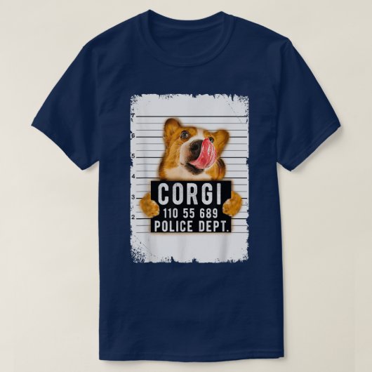 コーギおもしろいマグショット Tシャツ (デザイン正面)