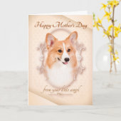 コーギおもしろいマザーズデイカード カード (黄色い花)