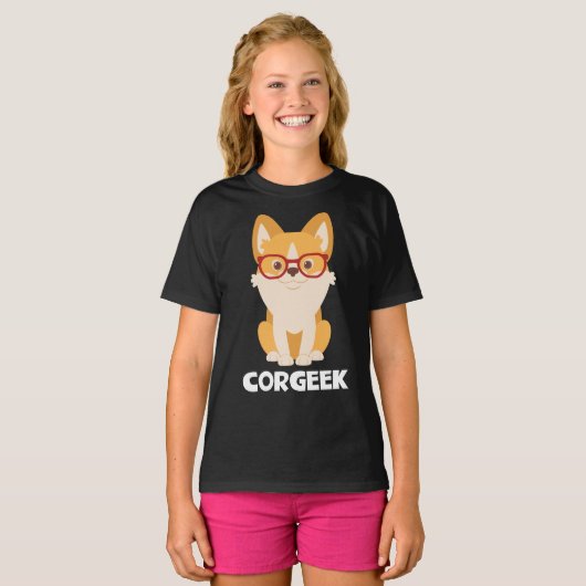 コーギおもしろい子犬の恋人のギフトマンガの犬の犬 Tシャツ (正面フル)