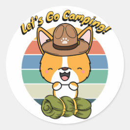 コーギおもしろい犬はキャンプに行きたがっている ラウンドシール