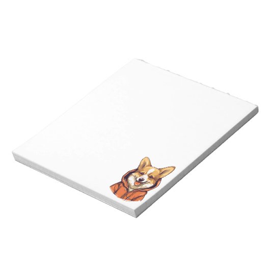 コーギおもしろい着用フード付きスウェットシャツ ノートパッド (回転)